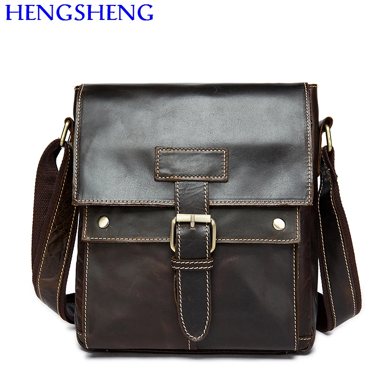 

Hengsheng hot selling genuine leather men bag of coffee men shoulder bags with quality cow leather men bag for men business bags