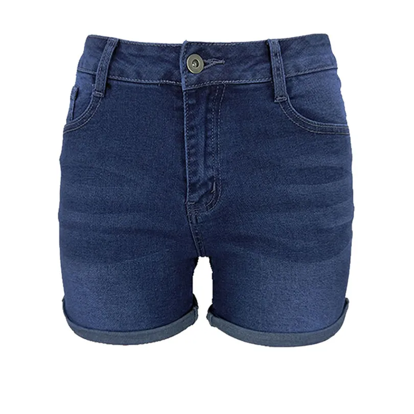 Denim Shorts Mid Waist Washed Shorts Feminino Summer Mini Jeans Shorts Solid Pockets Short Skinny Spodenki Damskie 40JUN1210