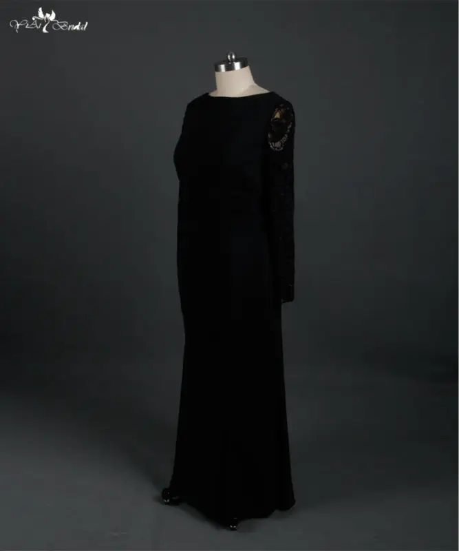 Rse628 Черный цвет; Большие размеры для мамы невесты Платья для женщин с длинным рукавом