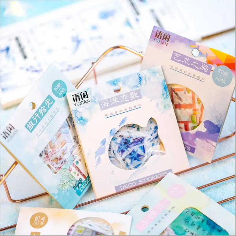 

40 Pcs/Pack Kawaii Japanese Ocean Decoracion Journal Cute Diary Travel Stickers Scrapbooking Flakes Stationery School Supplies