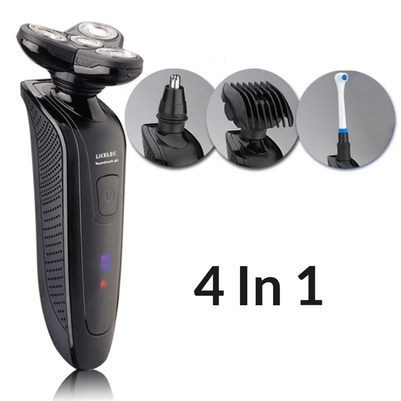 

Mens Washable Rechargeable 5 Blade Electric Shaver Beard Razor 4 In 1 beard Nose trimmer Face Clean Electric Toothbrush for man