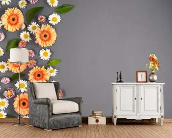 

Papel de parede Gerberas Camomiles Flowers 3d wallpaper,living room sofa TV wall bedroom kitchen wall papers home decor murals