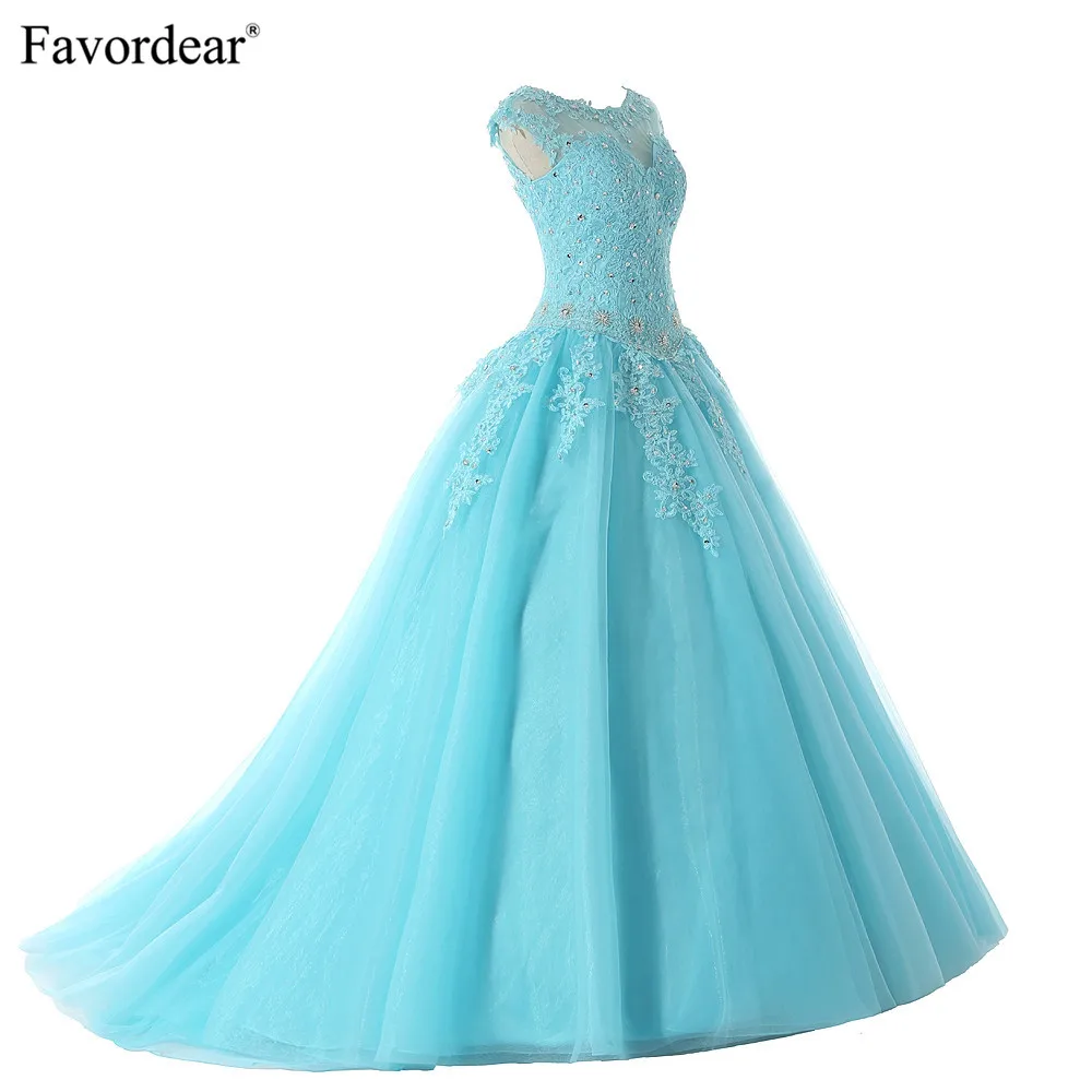 Favordear Quinceanera Бисер сладкий 16 платье Vestidos De 15 Anos Кепки рукавом Бирюзовый Вино Quinceanera платья вечерние платье