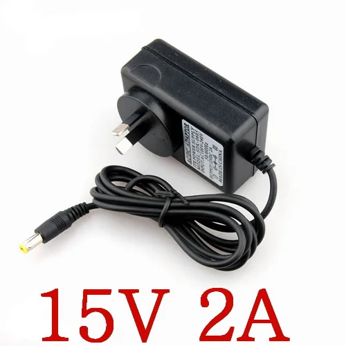 50 шт., 15 V 2A AC 100 V-240 адаптер конвертер DC 15 V 2A Питание штепсельная вилка австралийского стандарта 2000mA штекером постоянного тока для подключения к 5,5 мм x2.1-2,5 мм
