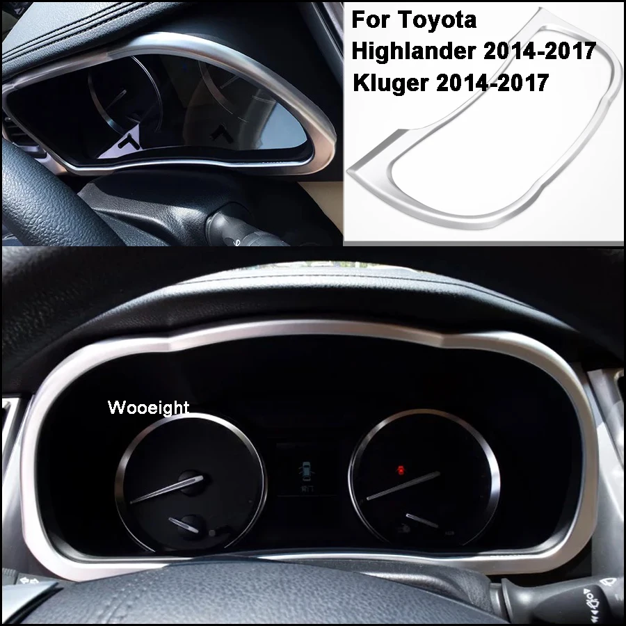 Car Interior Dashboard Trim For Toyota Highlander  Kluger 2014 2015 2016 2017 Styling Chrome Instrument Panel Cover Frame (5)