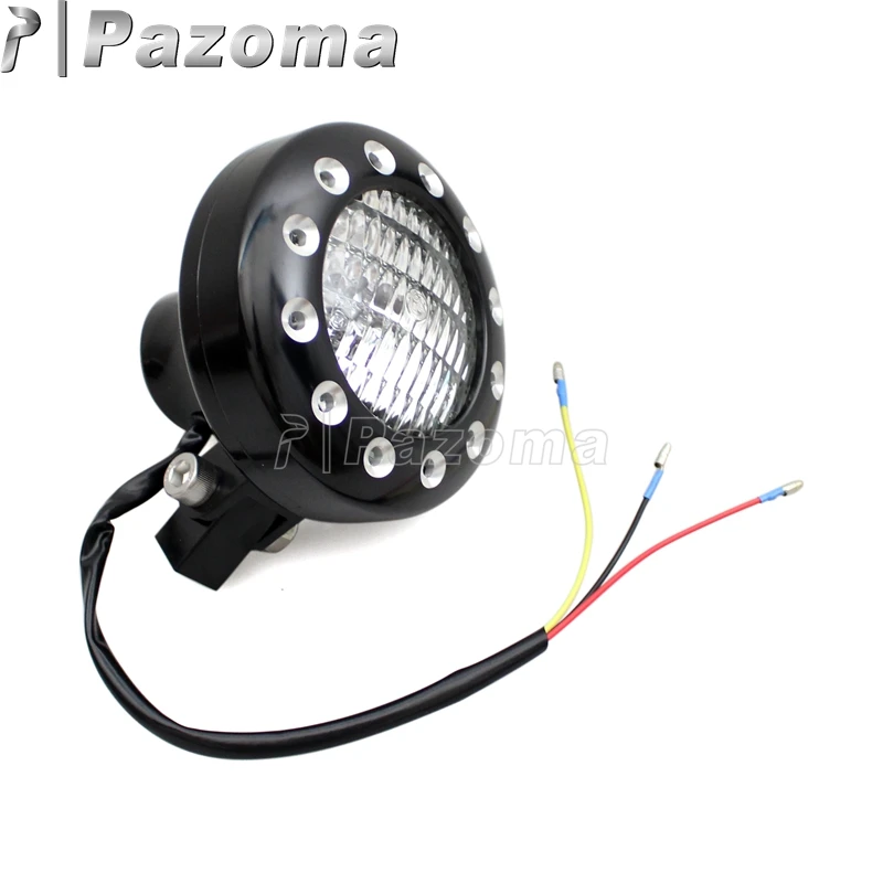 Черный Emark ретро-фара H4 12V 55/60W фара Высокая Низкая головка луча лампа для Harley XS650 Chopper Bobber Кафе Racer Glide