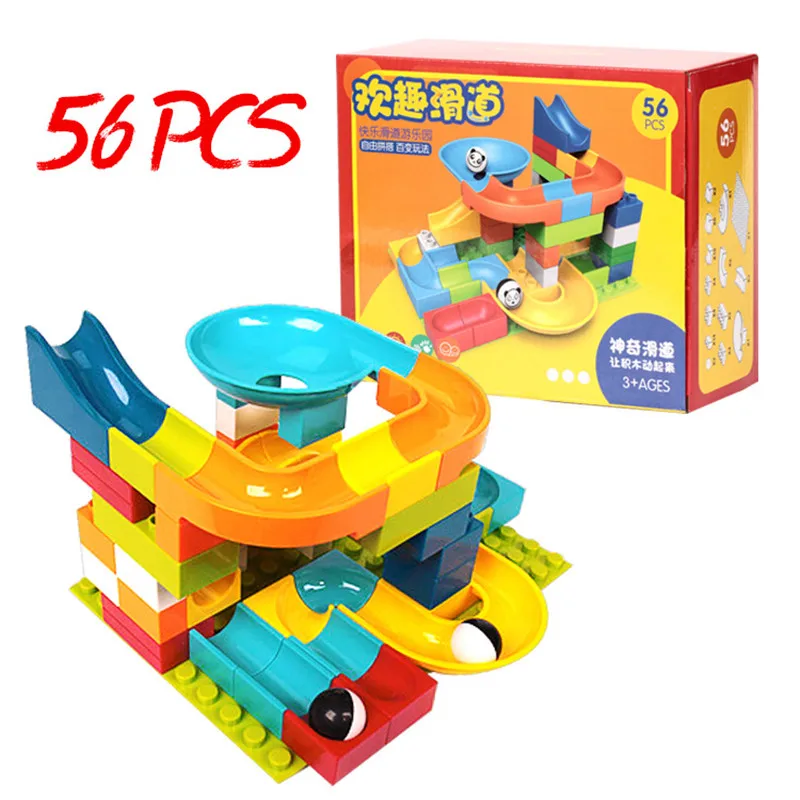 

56Pcs DIY Funnel Slide Building Blocks Marble Race Run Maze Balls Track Brick Compatible Legoingy Duplo Playmobil JuguetesB toy