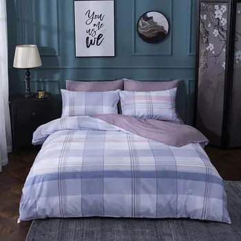 

Classical plain stripes Bedding Set Whole cotton Bed Set Queen King Size Bed Sheet quiet color Duvet Cover Set Hold Pillow