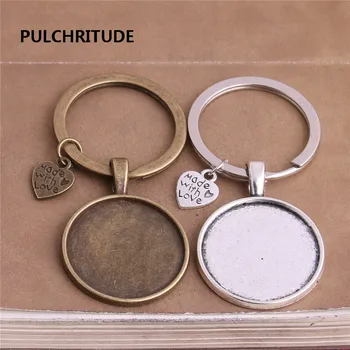 

5 pcs/lot Metal Antique Bronze Heart Charm Fit round 25mm Cabochon Set Key Chain Jewelry Making Diy