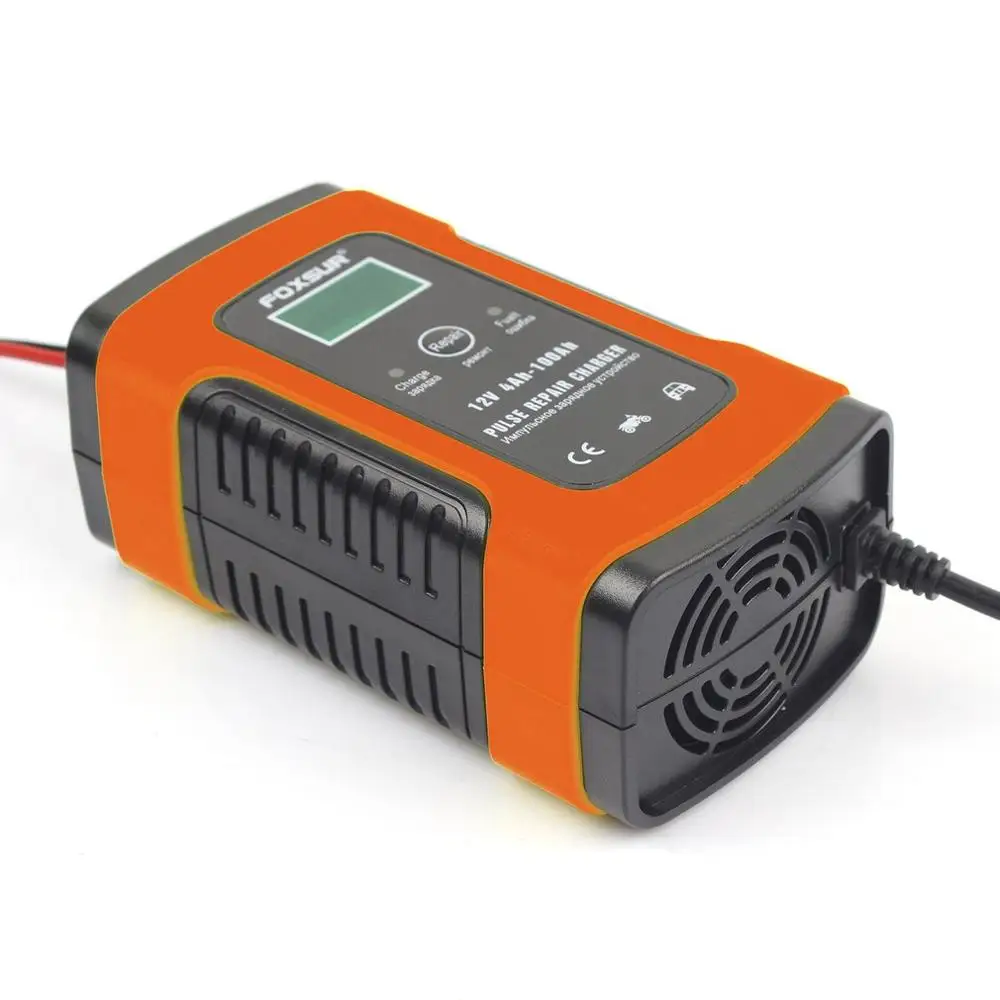 

Red Car Battery Charger Automobile Motorcycle Intelligent Pulse Repair 12V 5A LCD Motocycle Battery Charging Device