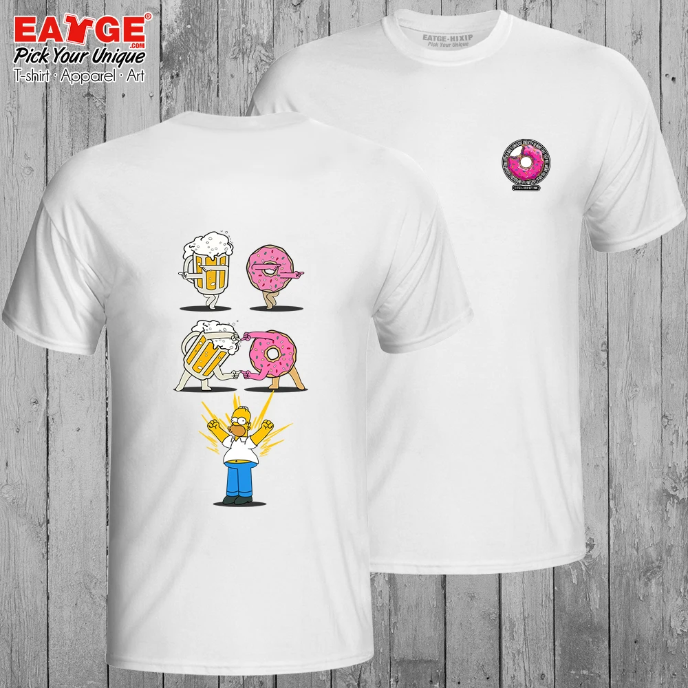 Футболка с надписью «A Impossible Fusion Beer And Donut» футболка с аниме «Homer Simps» хлопковая Двусторонняя Футболка унисекс в стиле панк - Цвет: 01
