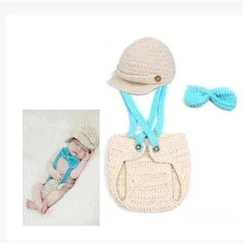 

Character Christmas HandWoven Wool Suit Photography Newborn 0-3Months BabyHat Clothes One Hundred Days Baby Wild Props