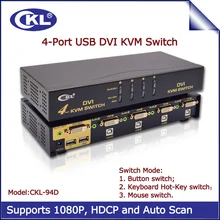 CKL-94D 4 порта USB DVI KVM переключатель с аудио и функцией автоматического сканирования металл