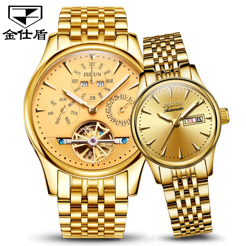 Relógios de Casal Mecânico Preço Suíça Ouro Aço Inoxidável Relógio Masculino Data Luxo Automático Reloj 1pc