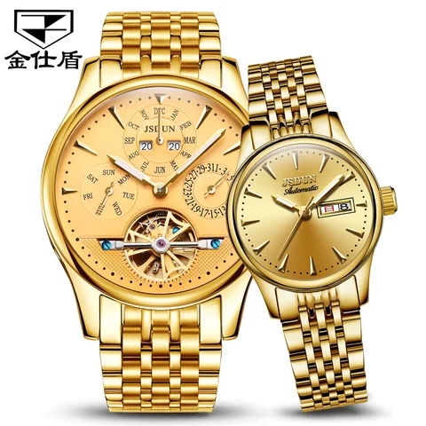 Relógios de Casal Mecânico Preço Suíça Ouro Aço Inoxidável Relógio Masculino Data Luxo Automático Reloj 1pc