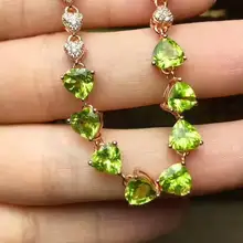 Натуральный зеленый камень перидот браслет натуральный оливин браслет серебро 925 пробы Модное Элегантное романтическое сердце женское ювелирное изделие