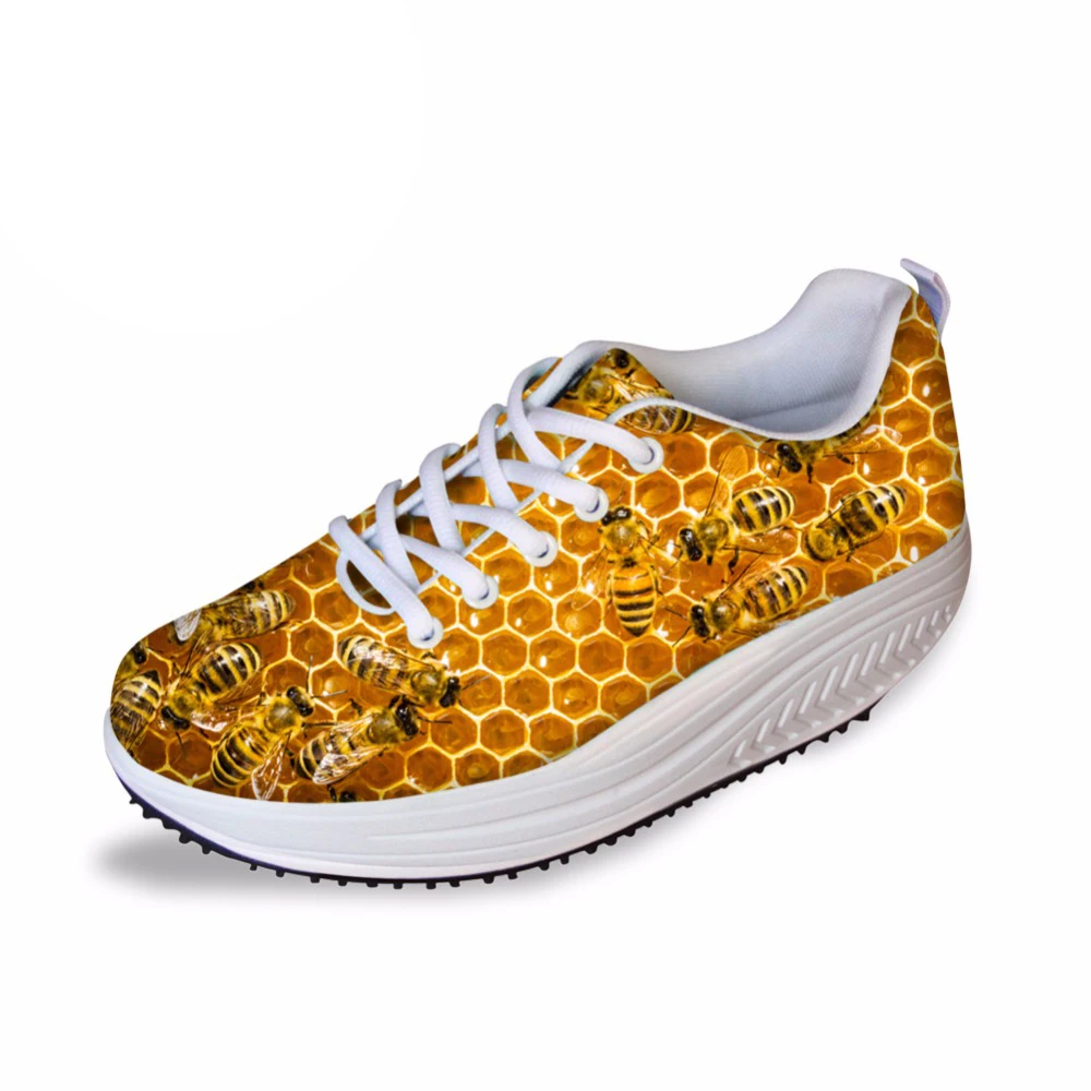 

NOIDYDESIGNS Fashion Women Height Increasing Flat Platform Shoes Animal Bee Printed Health Female Beauty Swing Slimming Shoes