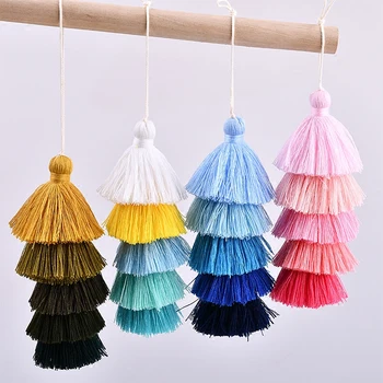 

diy jewelry making Min order 3pcs/lot colorful printing multilayer cotton thread tassel fashion handmade earring/garment pendant