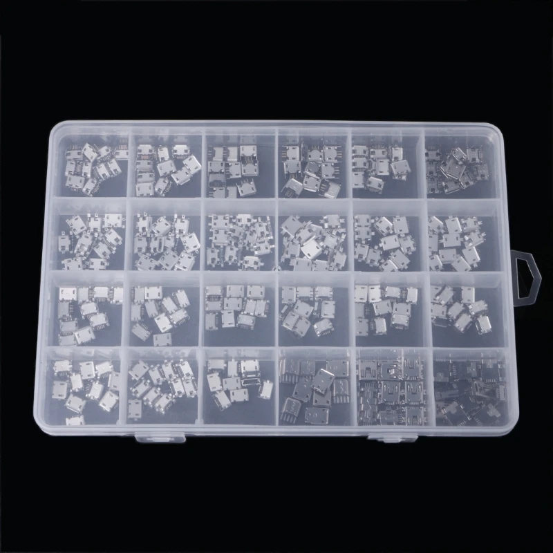 240 Pcs/box 24 Models Micro USB Connector Socket Jack USB Connectors Set for MP3/4/5 Lenovo ZTE Huawei Samsung SONY Xiaomi HTC
