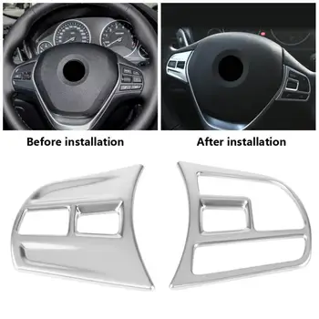 

Matte Chrome Interior Steering Wheel Button Cover Trim for BMW 3 Series / GT F30 F34 2013-2018