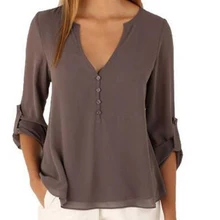 Fashion Women Blouses & Shirts Plus Size S-4XL Female long sleeve chiffon blouse Chic Elegant Lady Loose Tops chiffon shirt