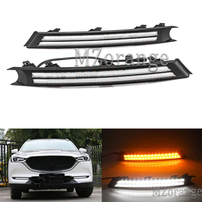 

MZORANGE 1 Set Daytime Running Light for Mazda cx-5 cx5 cx 5 2017 2018 12V ABS LED DRL Daylight With Yellow Turn Signal Lamp