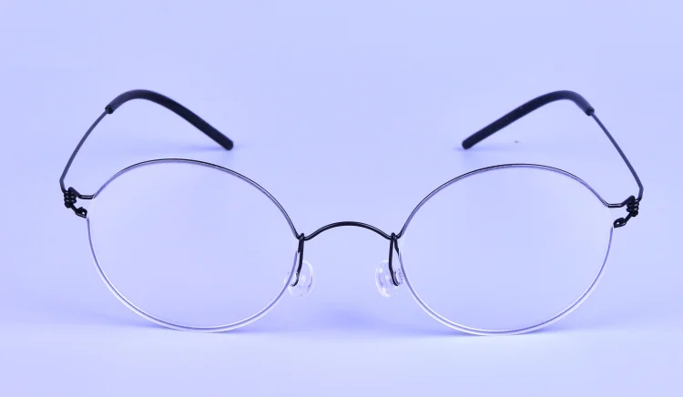 Дания очки бренд ручной работы круглые сверхлегкие очки для близорукости креативные очки оправа бизнес очки oculos чехол - Цвет оправы: Black