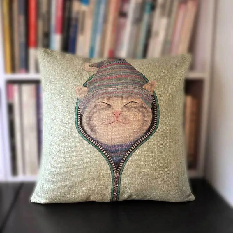 Японский-стильный галстук-бабочка подушка для котенка кошки льняная Подушка для дома Декор для дивана подушки 45 см* 45 см - Цвет: N02