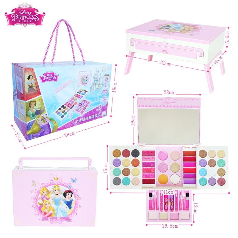 ديزني الأميرة الاطفال ماكياج خزانة ماكياج مزيج هدية عيد ميلاد اللعب منزل لعبة الطفلة ماكياج اللباس مرحلة الفتيات اللعب