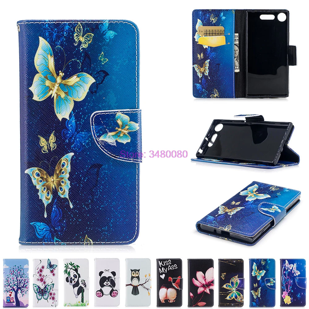 

Flip wallet Case for Sony Xperia XZ1 Dual G8342 SO-01K Painted Mobile Phone Leather Cover for Sony Xperia XZ1 G 8342 SO01K Cases