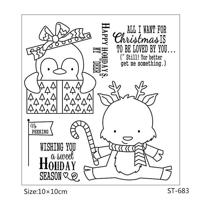 

ZhuoAng Christmas deer/Christmas penguin Transparent and Clear Stamp DIY Scrapbooking Album Card Making DIY Decoration Making