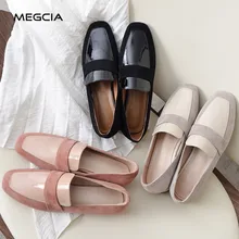 MEGCIA; коллекция года; женская обувь на плоской подошве; лоферы из лакированной кожи; женская замшевая Повседневная обувь; цвет черный, розовый, бежевый; водонепроницаемые мокасины; сезон осень; MC906