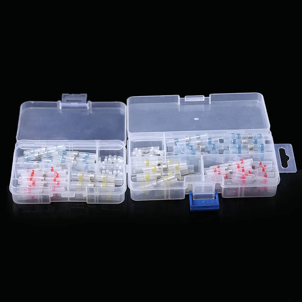 

50/100pcs Solder Sleeve Heat Shrink Butt Terminal Wire Splice Connector With Box