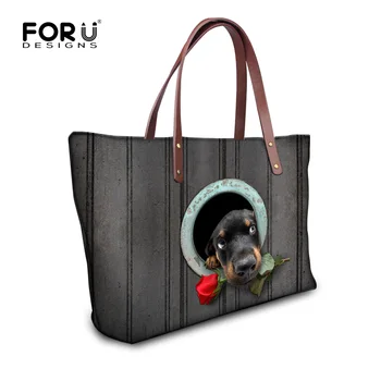 

FORUDESIGNS Women Handbags Cute Dog Dachshund Pattern Lady Crossbody Bag For Travel Women Designer Grey Sac a main Bolsos Mujer