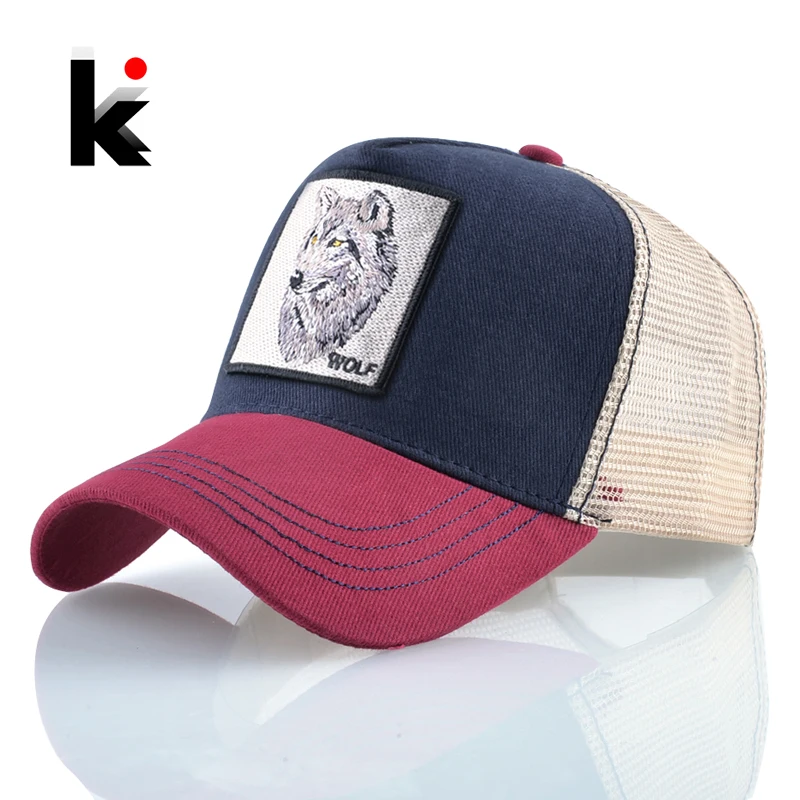 Для мужчин Snapback кепки s летние дышащая бейсбольная Кепка женщин Прохладный уличная волк вышивка Trucker Bones унисекс хип хоп шапки мужской