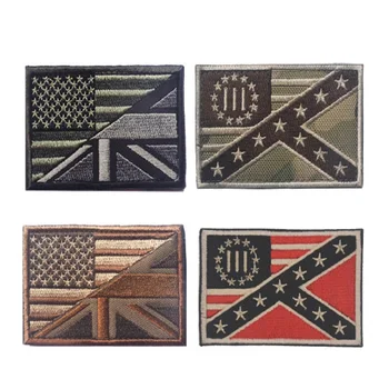 

10pcs/lot 3D embroidery patches loops hook Flag of United States and Britain flag patches American flag patch Military Tactical