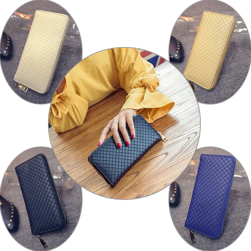 

Fashion Women Wallet PU Leather Solid Clutch Change Wallets Long Lichee Pattern Zipper Purse High Quality LT88