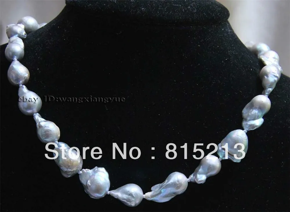 

ddh001105 Unique 12-16mm South Classic Baroque Gray Akoya Pearl Necklace 18