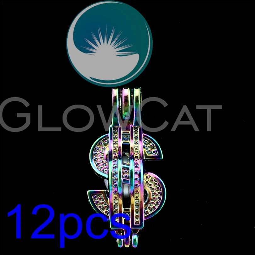 12x R C753 Rainbow American Dollar Sign Pearl Cage Jewelry Making 12x R C753 Rainbow American Dollar Sign Pearl Cage Jewelry Making Essential Oil Diffuser Beads Locket Pendant In Pendants From Accessories On