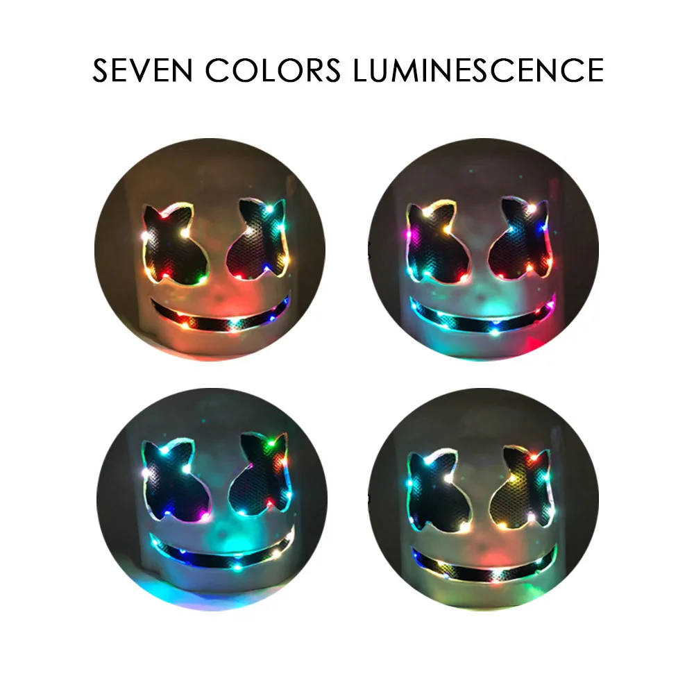 

Dj Marshmello Led Mask Cosplay Full Head Helmet Bar Music Halloween Props