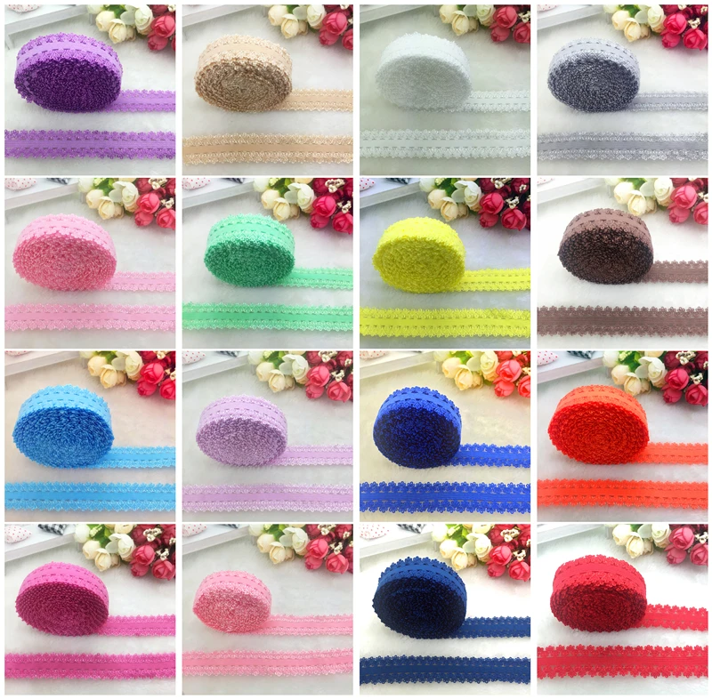 

5yards/lot 3/4" 20mm Elastic Ribbon Fold Over Elastic Spandex Lace Band Ties Hair Accessories Lace Trim Sewing Notion #AND001
