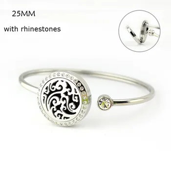 

Ocean Wave Stainless steel Aromatherapy locket Bracelet Bangle 25mm Essential Oil diffuser Locket Bracelet For Women