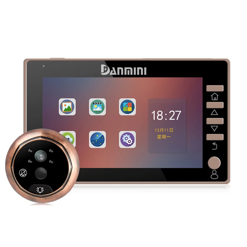 

DANMINI New 4.5 inch Video Door Phone 170 Degree Peephole Viewer Outdoor IR Night Vision Door Camera Doorphone PIR Motion Detect