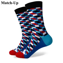 Match-Up новые мужские Красочные чесаный хлопок носки заполненные узорчатый носок