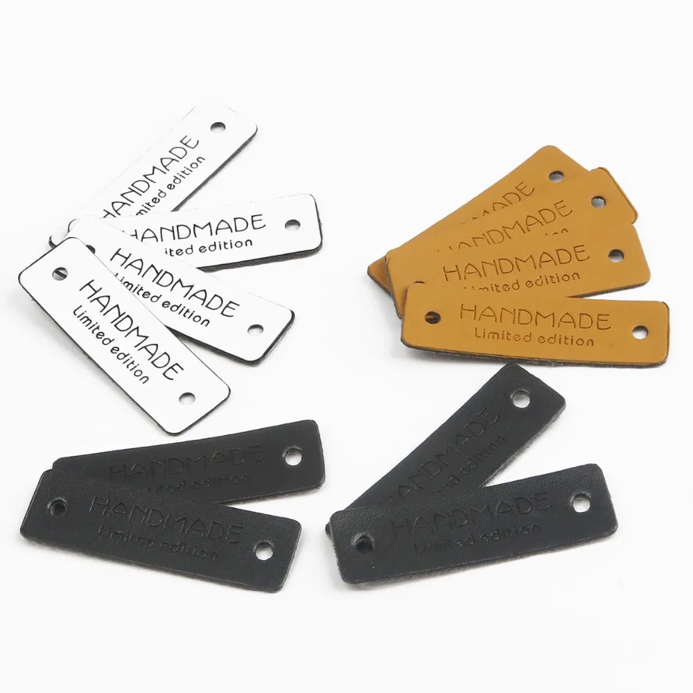 

12-48pcs Handmade Limited Edition PU Leather Tag Labels For Handwork Leather Tags Handmade Garment Bag Label Sewing Accessories