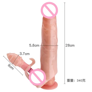 28cm Long Large Size Penis Extender Condoms Reusable Penis Sleeve Girth Impotence Dick Enlargement Sex Toys Cock Ring For Men 6