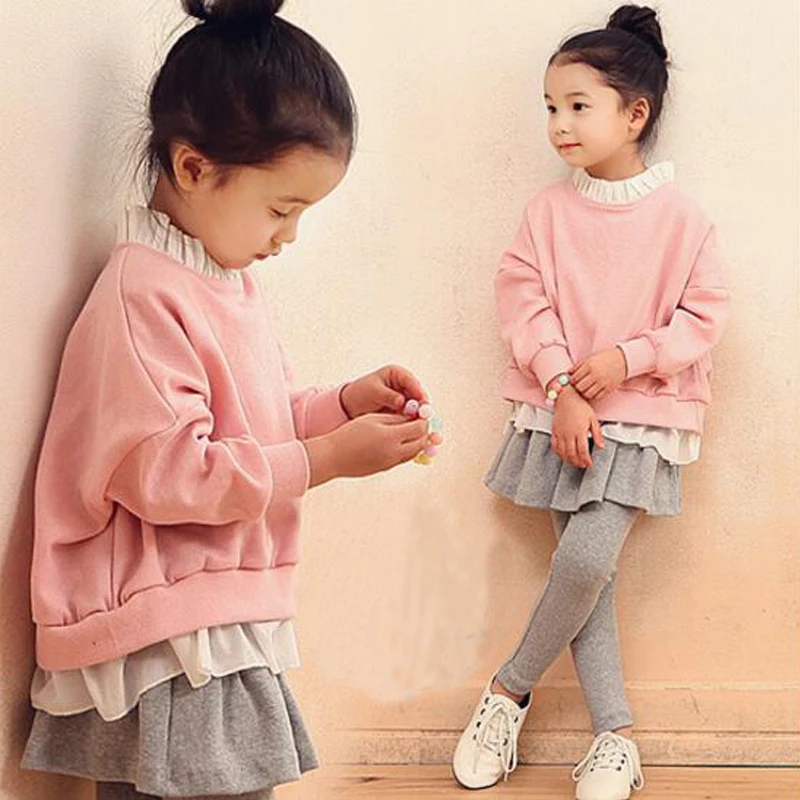 Buenos Ninos girls 2-14 years old plus velvet sets pink batwing sleeve sweatshirts+ruffles grey pants for autumn winter 40 Buenos Ninos girls 2-14 years old plus velvet sets pink batwing sleeve sweatshirts+ruffles grey pants for autumn winter 40