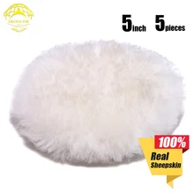 OKAYDA автомобиля полировка Pad шерсть полировщик буфера молния шлифовальный растущая петли уход натуральная шерсть овчины 125 мм-5 шт