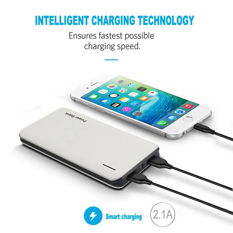 DCAE New Power Bank 10000mAh Dual USB Li-Polymer powerbank External Battery Pack Portable Charger for mobile phone