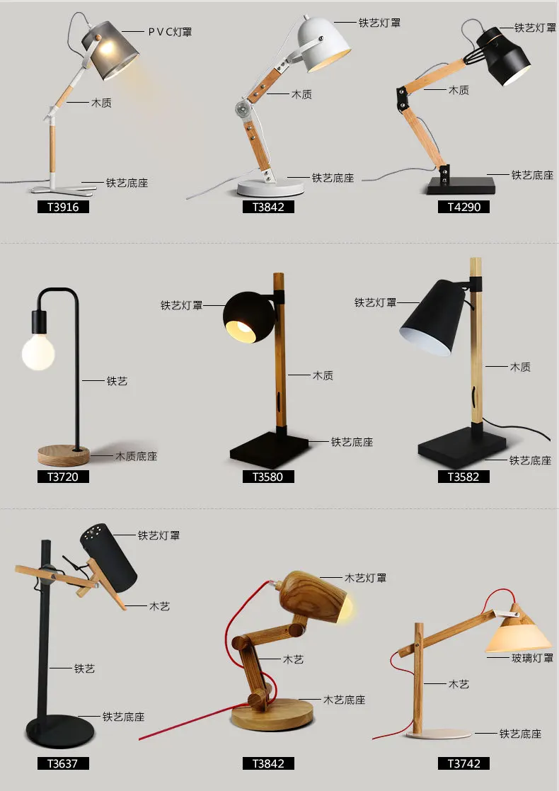 Современный деревянный стол лампа E27 держатель лампы 110-240 v гостиная помещение Настольный для обучения кровать свет